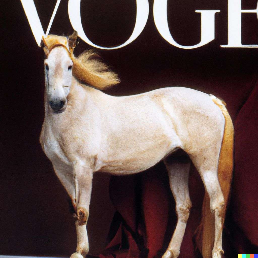 a horse, front cover of Vogue, 2000